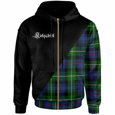 Scottish Kirkpatrick Clan Crest Tartan Hoodie - Military Logo Zip-up Tartan Plaid