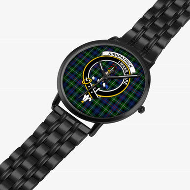 Scottish Kirkpatrick Clan Crest Tartan Instafamous Steel Quartz Watches Tartan Plaid Black 2