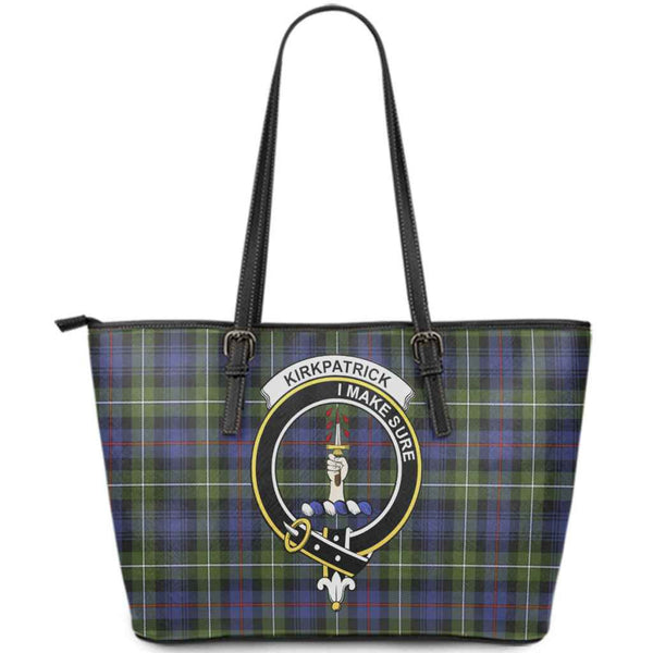 Scottish Kirkpatrick Clan Crest Tartan Leather Tote Tartan Plaid