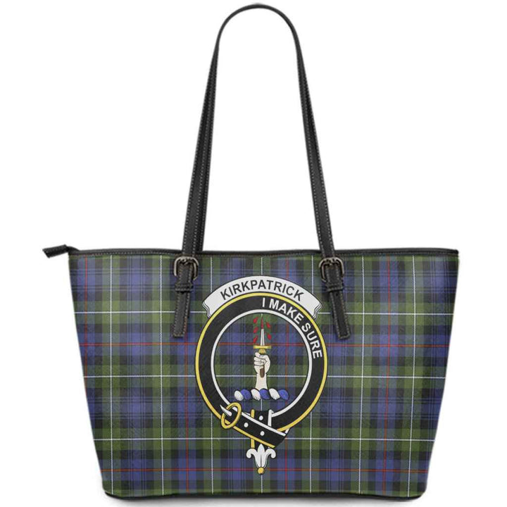 Scottish Kirkpatrick Clan Crest Tartan Leather Tote Tartan Plaid