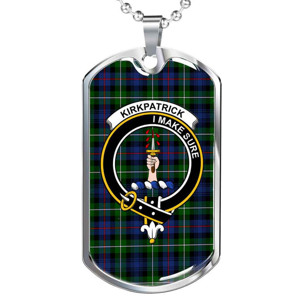 Scottish Kirkpatrick Clan Crest Tartan Military Dog Tag Necklace Tartan Plaid 1