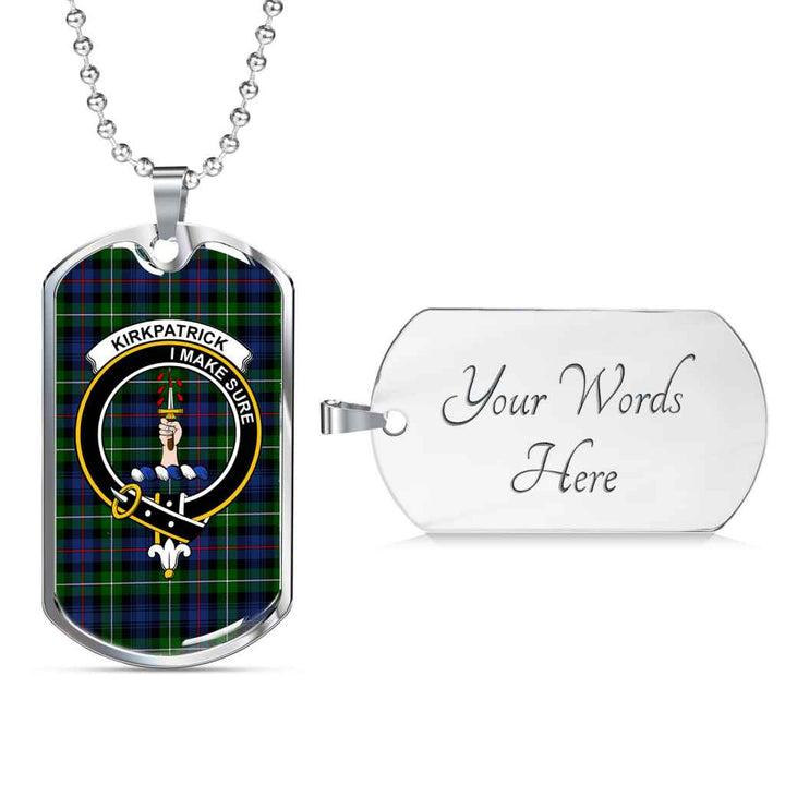 Scottish Kirkpatrick Clan Crest Tartan Military Dog Tag Necklace Tartan Plaid 3