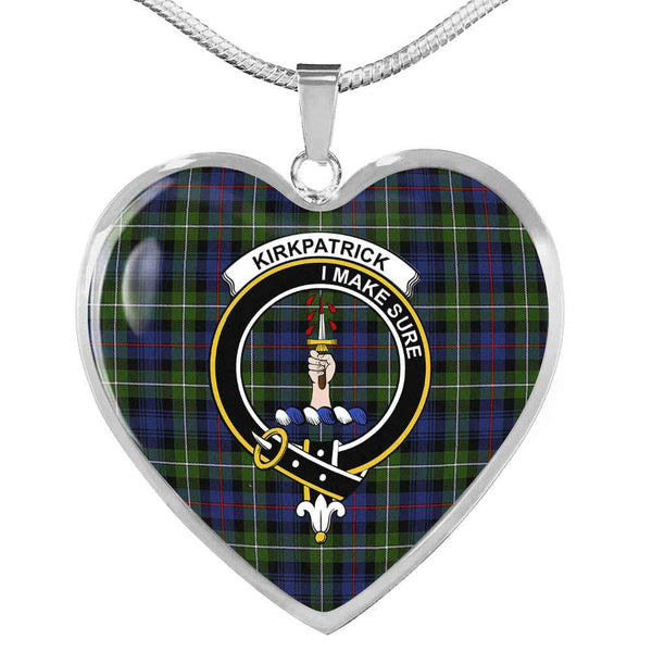Scottish Kirkpatrick Clan Crest Tartan Necklace Heart Tartan Plaid 1