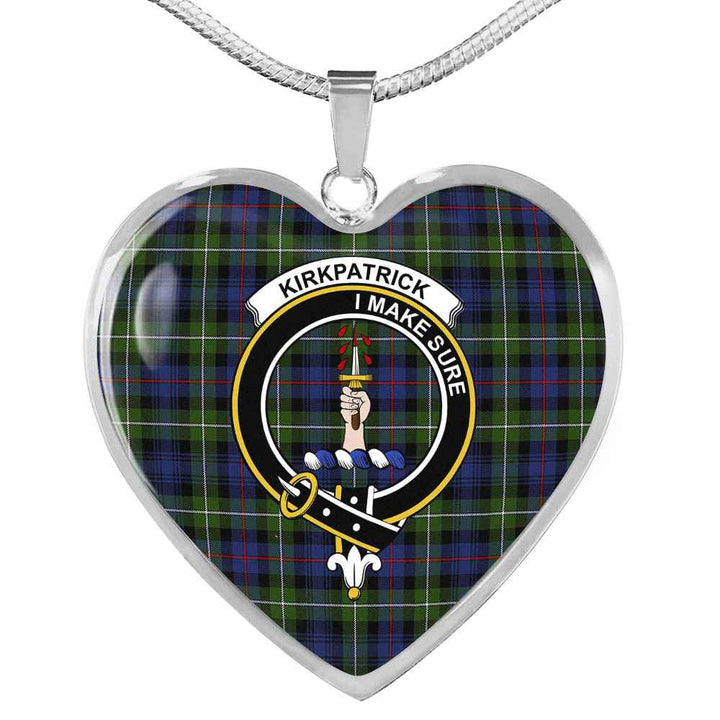 Scottish Kirkpatrick Clan Crest Tartan Necklace Heart Tartan Plaid 1