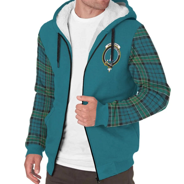 Scottish Kirkpatrick Clan Crest Tartan Plaid Sleeve Sherpa Hoodie