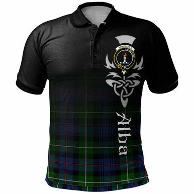Scottish Kirkpatrick Clan Crest Tartan Polo Shirt - Alba Gu Brath Family Crest Celtic Inspired Front Side Tartan Plaid