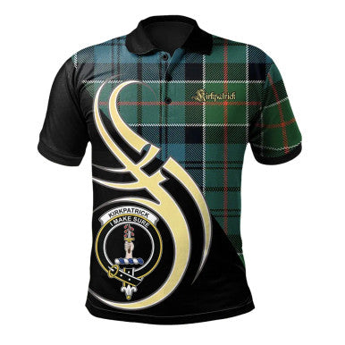 Scottish Kirkpatrick Clan Crest Tartan Polo Shirt Believe in Me Front Side Tartan Plaid