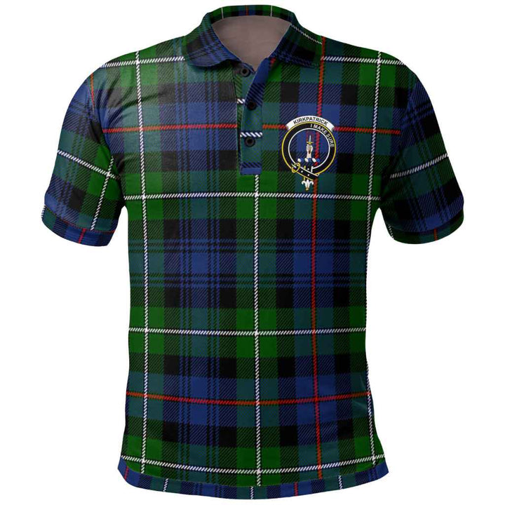 Scottish Kirkpatrick Clan Crest Tartan Polo Shirt Front Side Tartan Plaid