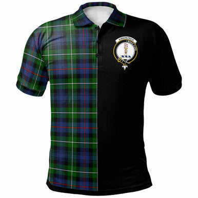 Scottish Kirkpatrick Clan Crest Tartan Polo Shirt - Half in Me Front Side Tartan Plaid