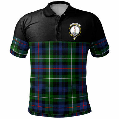 Scottish Kirkpatrick Clan Crest Tartan Polo Shirt - Horizontal Style Front Side Tartan Plaid