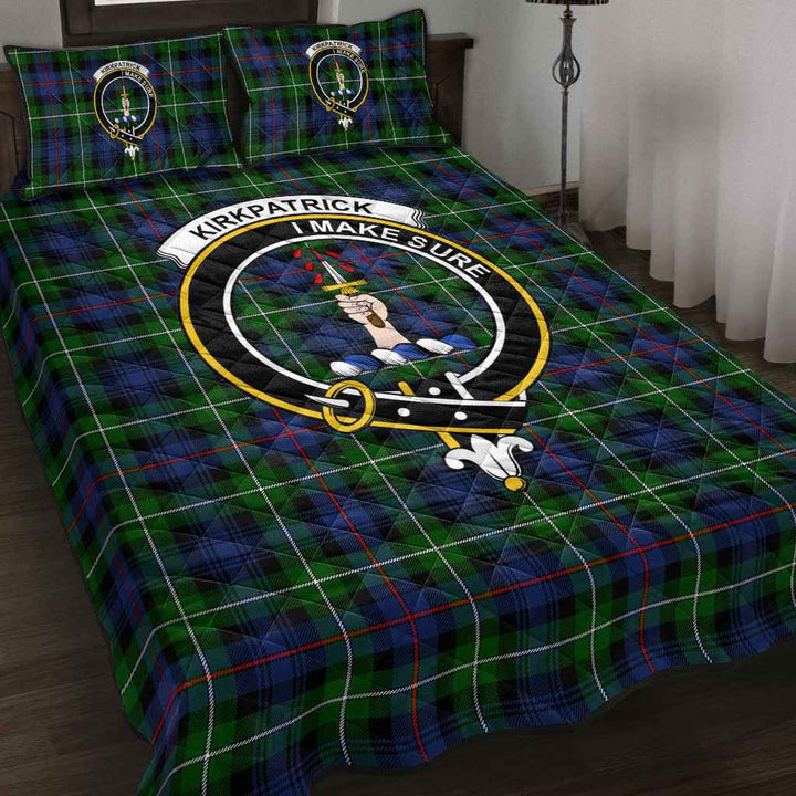 Scottish Kirkpatrick Clan Crest Tartan Quilt Bed Set Tartan Plaid 2