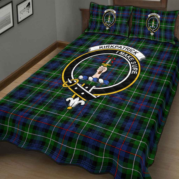 Scottish Kirkpatrick Clan Crest Tartan Quilt Bed Set Tartan Plaid 3