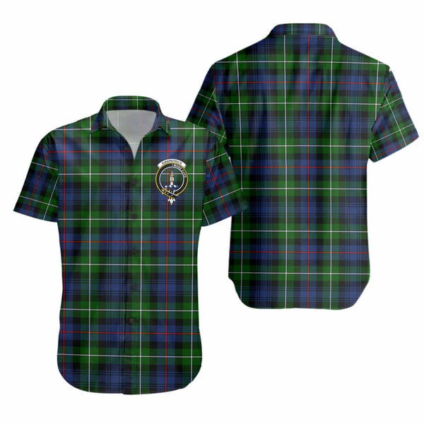 Scottish Kirkpatrick Clan Crest Tartan Short Sleeve Shirt Tartan Plaid