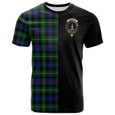 Scottish Kirkpatrick Clan Crest Tartan T-Shirt Half in Me Front Side Tartan Plaid