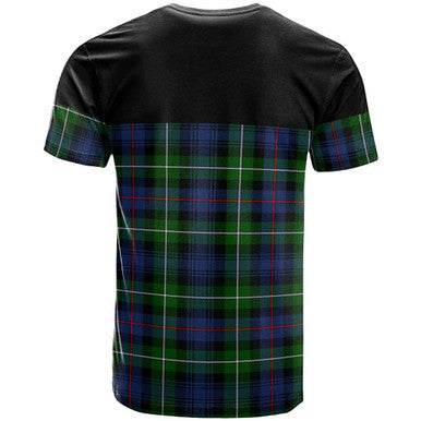 Scottish Kirkpatrick Clan Crest Tartan T-Shirt - Horizontal Style Back Side Tartan Plaid