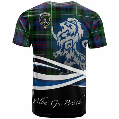Scottish Kirkpatrick Clan Crest Tartan T-Shirt - Scotland Lion Back Side Tartan Plaid