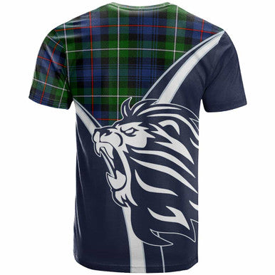 Scottish Kirkpatrick Clan Crest Tartan T-Shirt - Scottish Flag With Lion Back Side Tartan Plaid