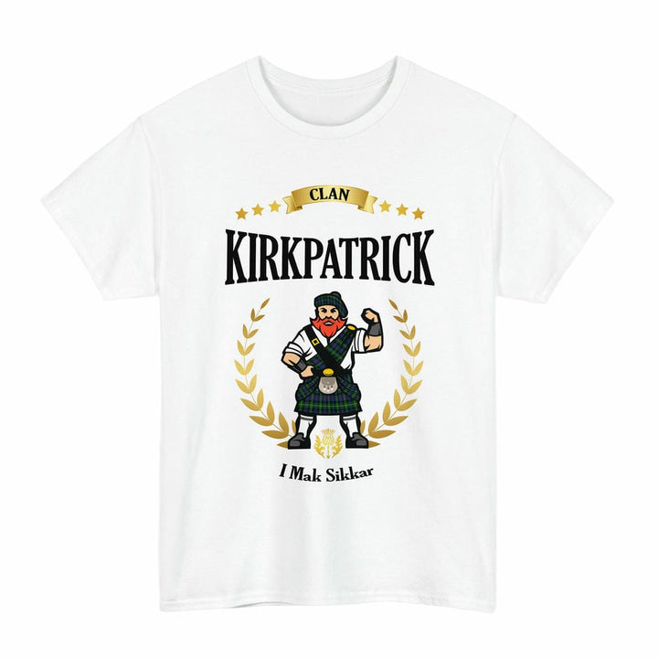 Scottish Kirkpatrick Clan Tartan T-Shirt - Motto Scotsman Tartan Plaid White Color