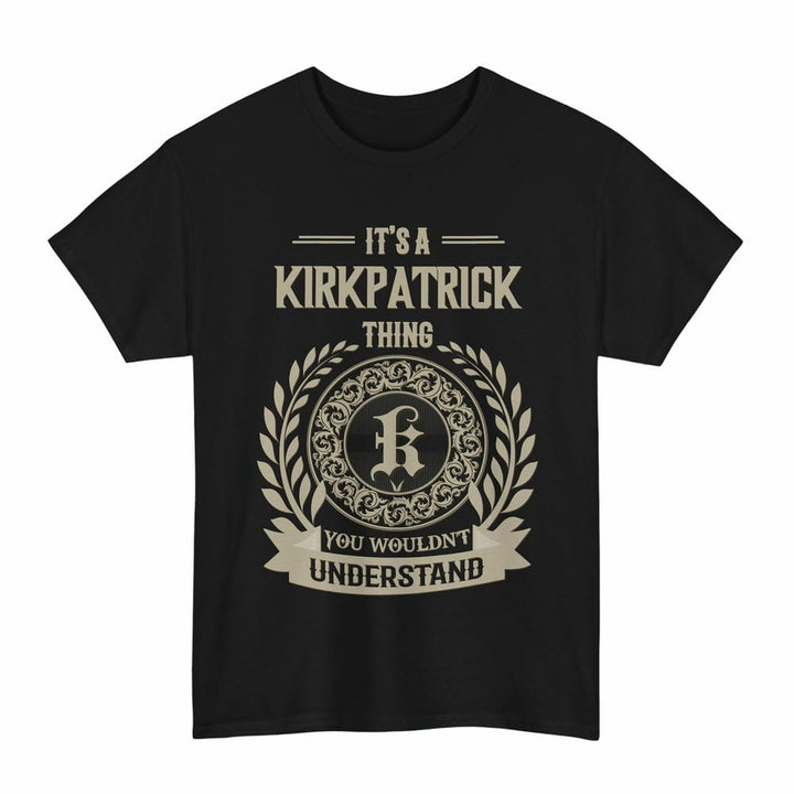 Scottish Kirkpatrick Clan Tartan T-Shirt - Vintage Family Name Tartan Plaid Black Color