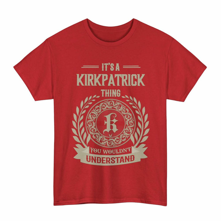 Scottish Kirkpatrick Clan Tartan T-Shirt - Vintage Family Name Tartan Plaid Red Color