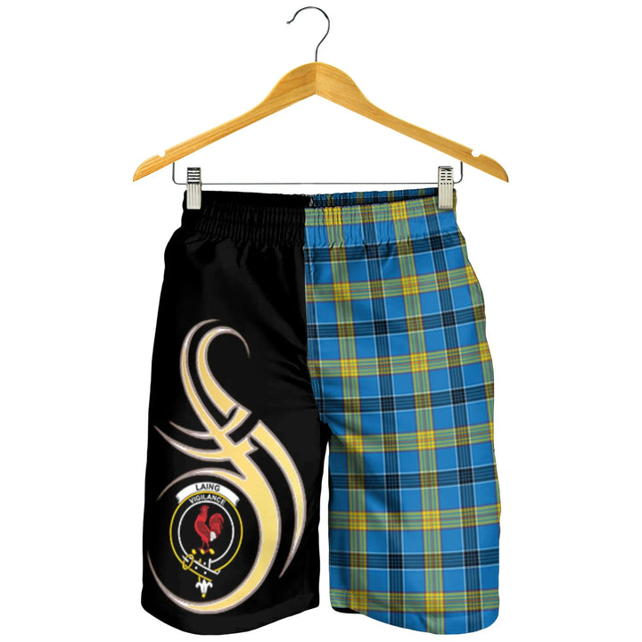 Scottish Laing Clan Crest Tartan Believe in Me Men's Shorts