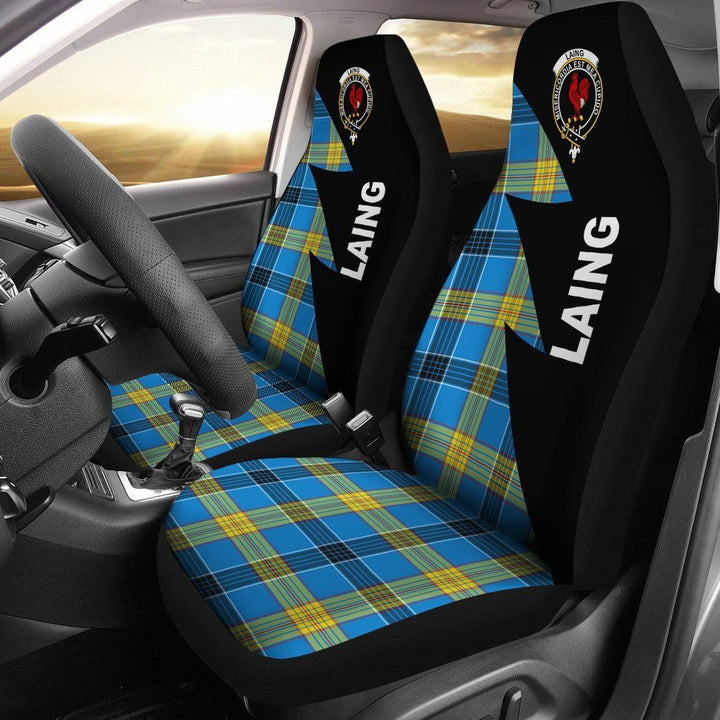 Scottish Laing Clan Crest Tartan Car Seat Covers - Flash Style 1