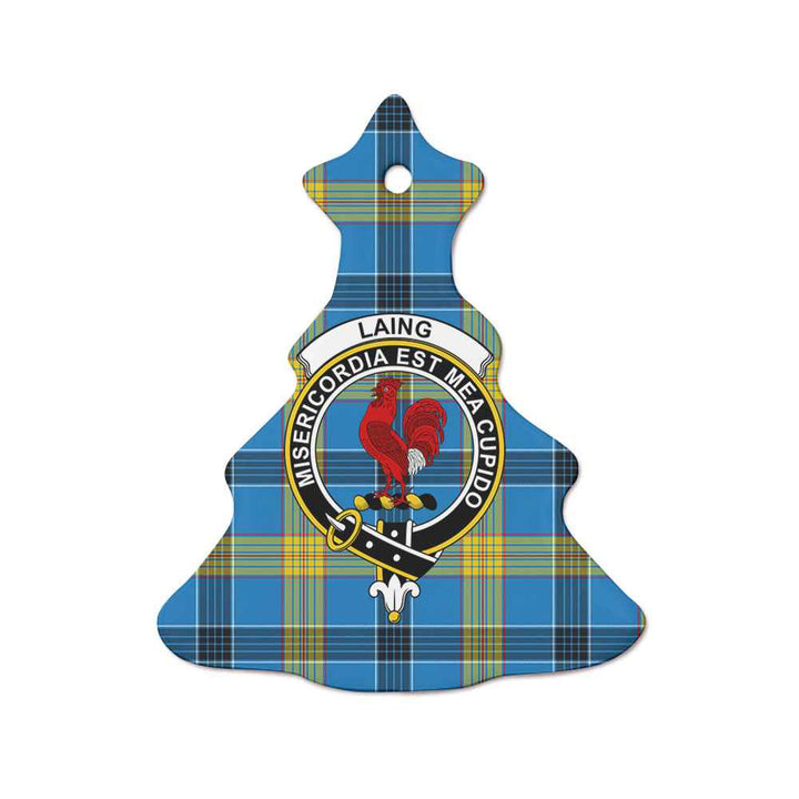 Scottish Laing Clan Crest Tartan Ceramic Ornament Tree Shape Tartan Plaid