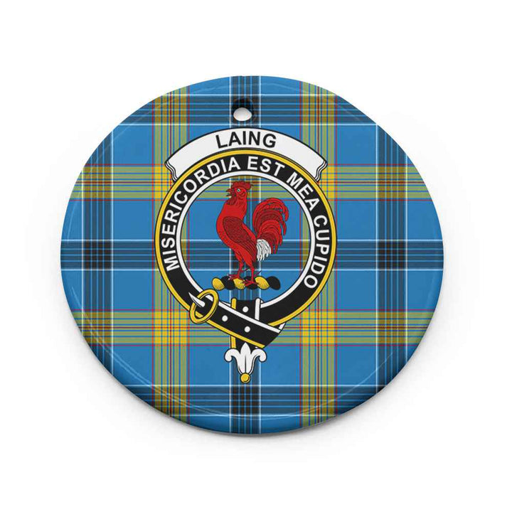 Scottish Laing Clan Crest Tartan Ceramic Ornament Circle Shape Tartan Plaid