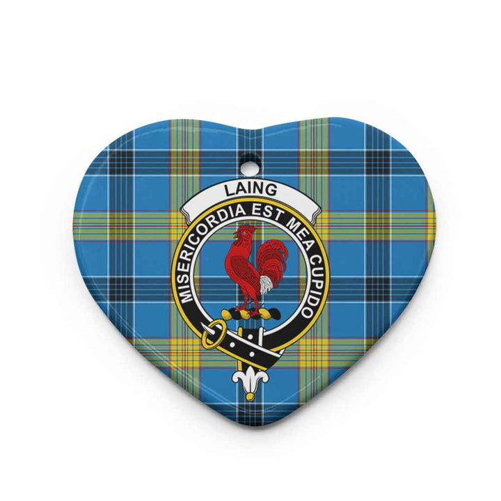 Scottish Laing Clan Crest Tartan Ceramic Ornament Heart Shape Tartan Plaid