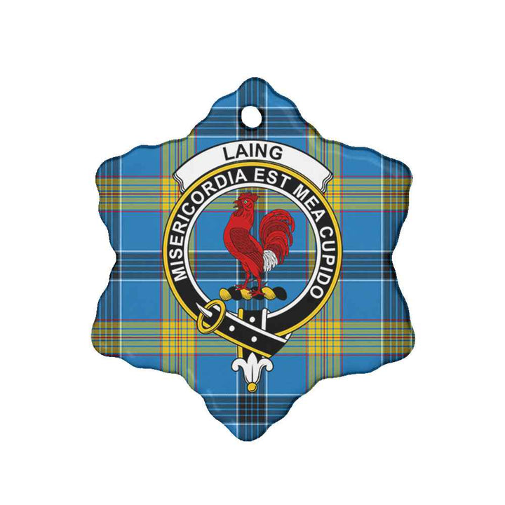 Scottish Laing Clan Crest Tartan Ceramic Ornament Snow Flake Shape Tartan Plaid
