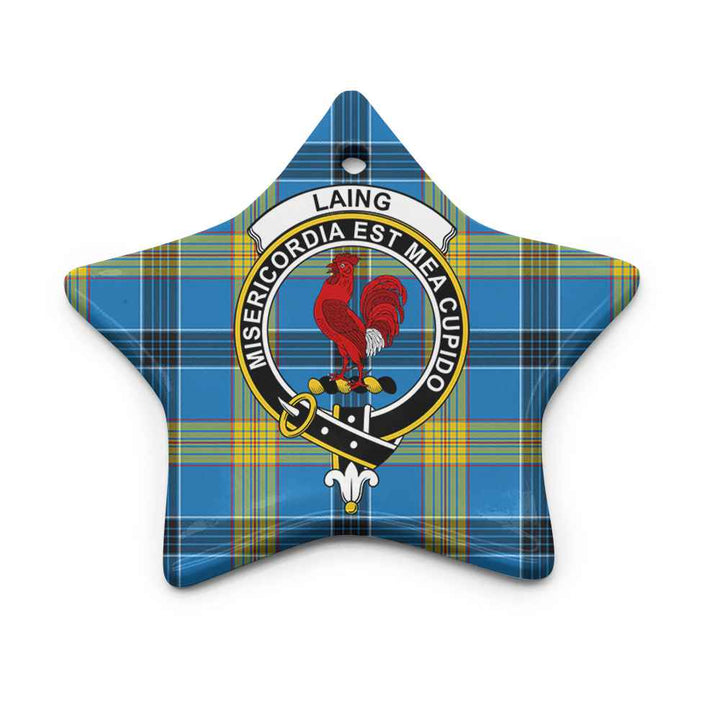 Scottish Laing Clan Crest Tartan Ceramic Ornament Star Shape Tartan Plaid