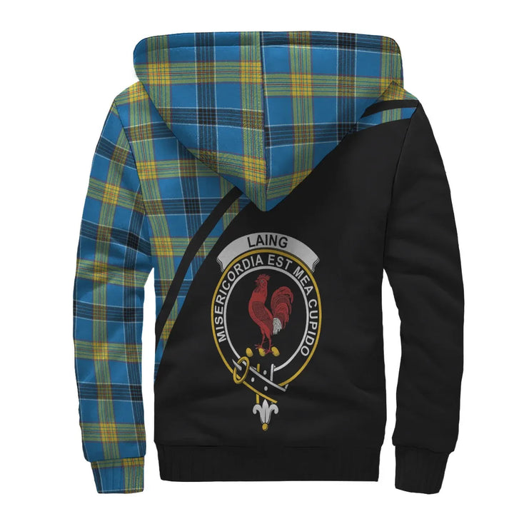 Scottish Laing Clan Crest Tartan Curve Sherpa Hoodie