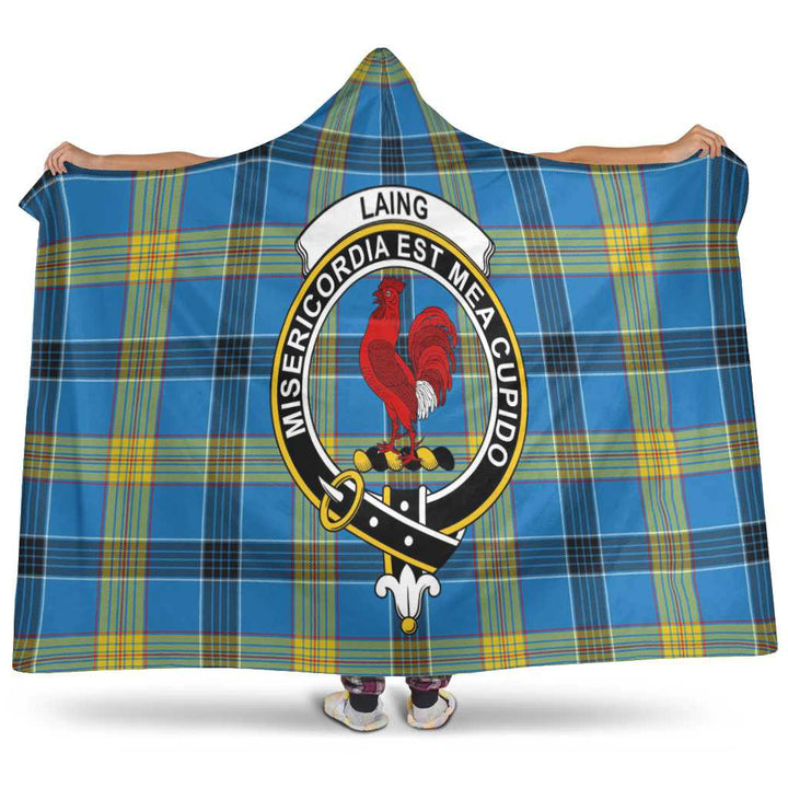 Scottish Laing Clan Crest Tartan Hooded Blanket Tartan Plaid 1