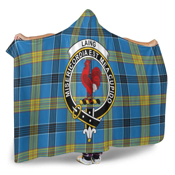 Scottish Laing Clan Crest Tartan Hooded Blanket Tartan Plaid 2