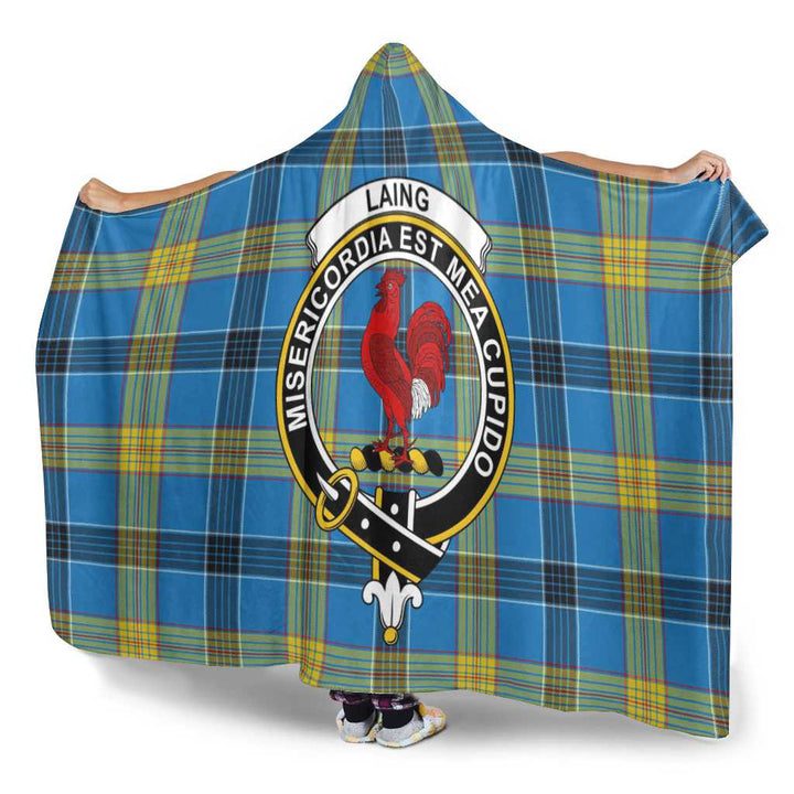 Scottish Laing Clan Crest Tartan Hooded Blanket Tartan Plaid 3