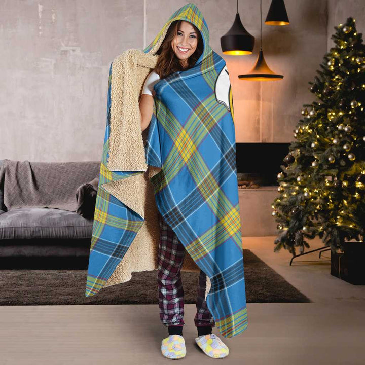 Scottish Laing Clan Crest Tartan Hooded Blanket Tartan Plaid 6