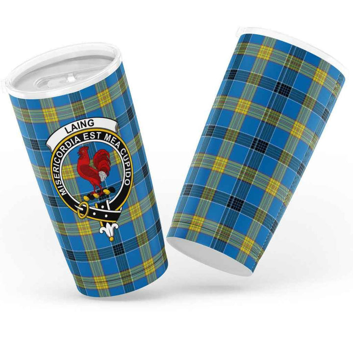 Scottish Laing Clan Crest Tartan Insulated Tumbler Tartan Plaid 3