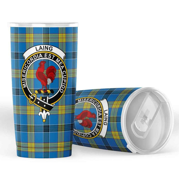 Scottish Laing Clan Crest Tartan Insulated Tumbler Tartan Plaid 4