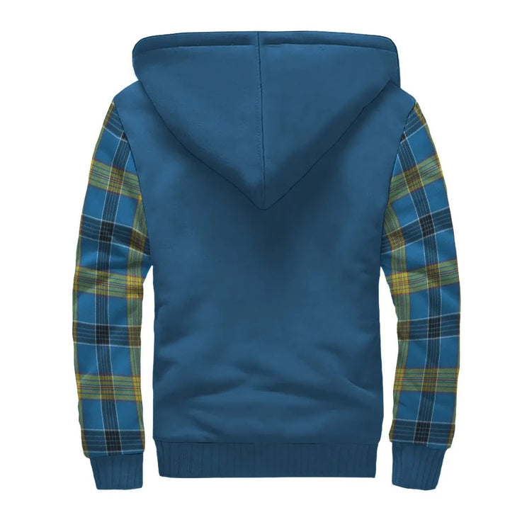 Scottish Laing Clan Crest Tartan Plaid Sleeve Sherpa Hoodie