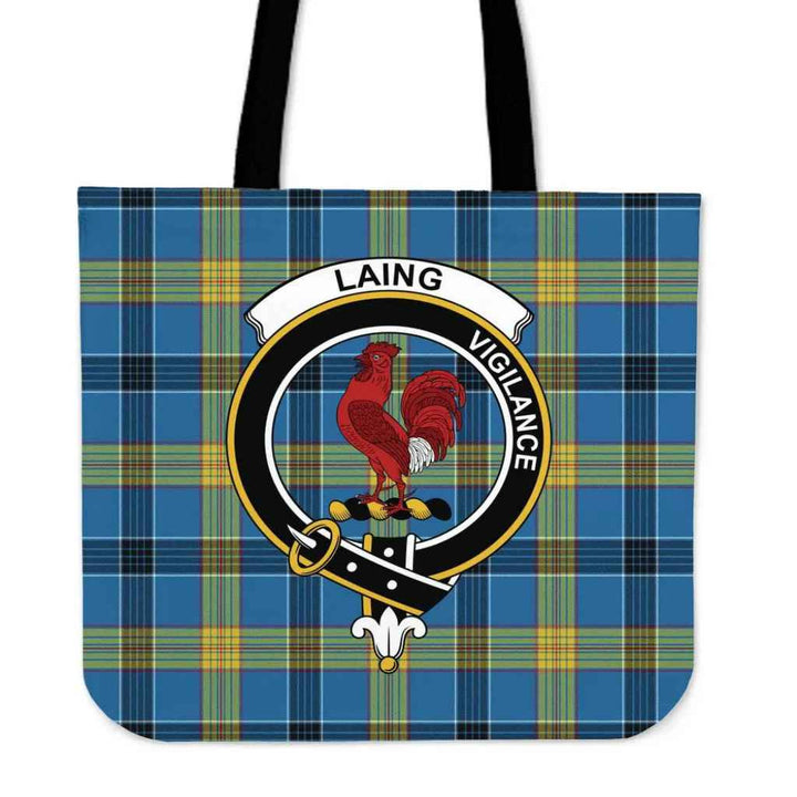 Scottish Laing Clan Crest Tartan Tote Bag Tartan Plaid