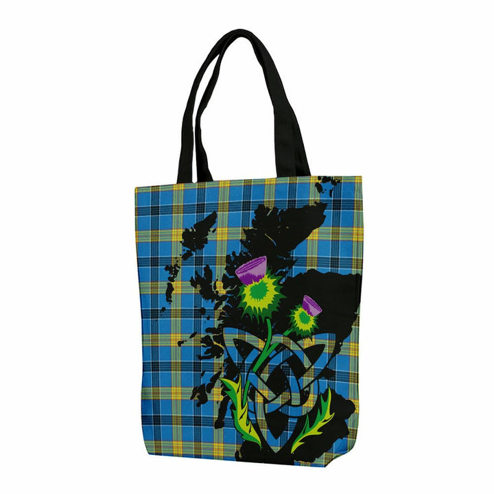 Scottish Laing Clan Tartan Canvas Bag With Shoulder Strap With Thistle Tartan Plaid 1