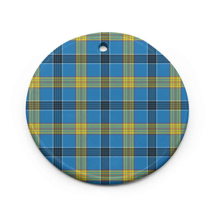 Scottish Laing Clan Tartan Ceramic Ornament Circle Shape Tartan Plaid