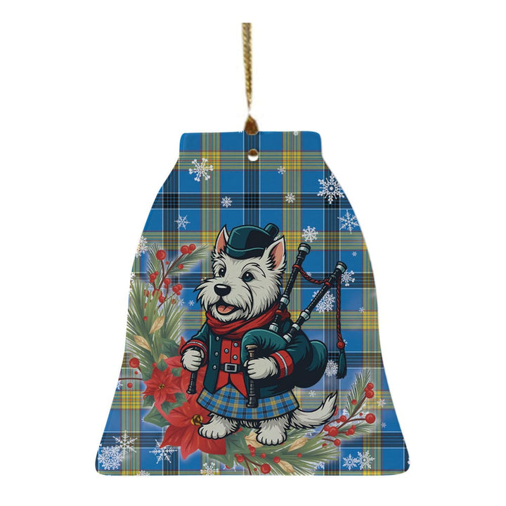 Scottish Laing Clan Tartan Ceramic Ornament Cute Scottish Terrier Dog Bell Style Tartan Plaid