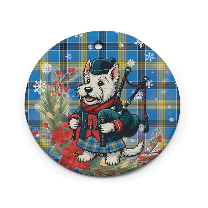 Scottish Laing Clan Tartan Ceramic Ornament Cute Scottish Terrier Dog Circle Style Tartan Plaid