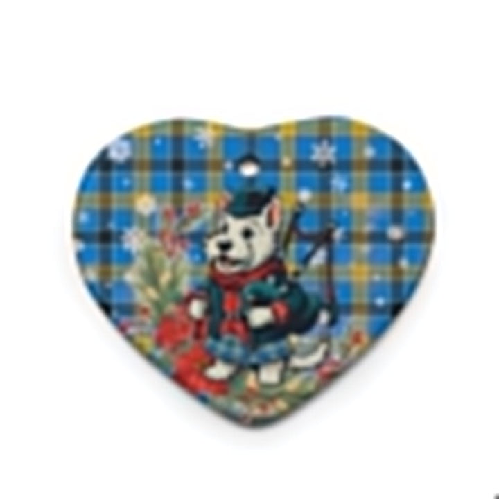 Scottish Laing Clan Tartan Ceramic Ornament Cute Scottish Terrier Dog Heart Style Tartan Plaid