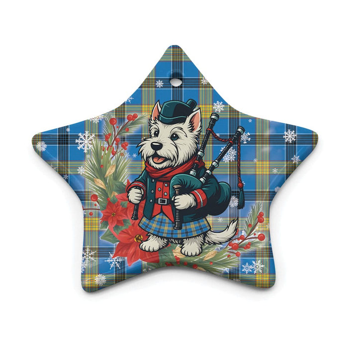 Scottish Laing Clan Tartan Ceramic Ornament Cute Scottish Terrier Dog Star Style Tartan Plaid