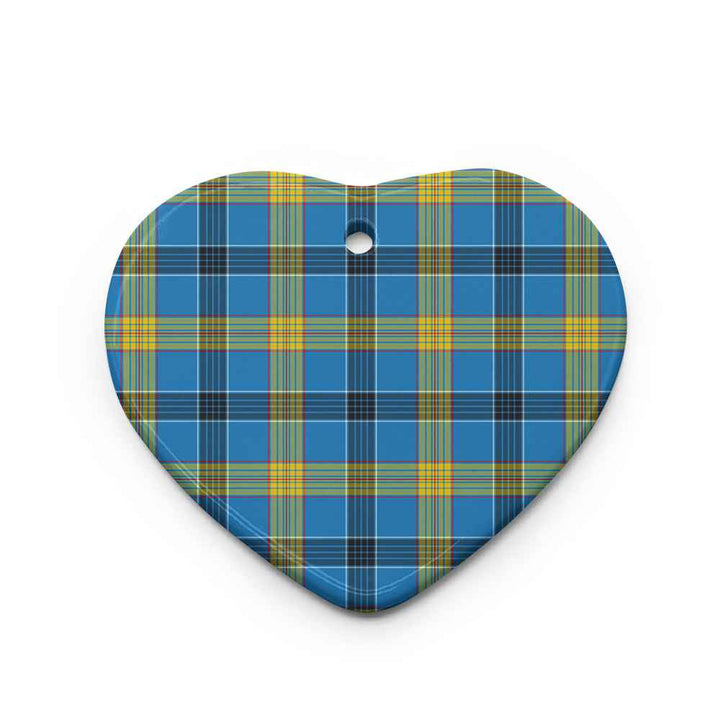 Scottish Laing Clan Tartan Ceramic Ornament Heart Shape Tartan Plaid