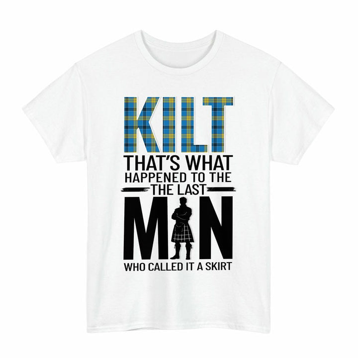 Scottish Laing Clan Tartan Funny Scotland Kilt T-Shirt Tartan Plaid White Color