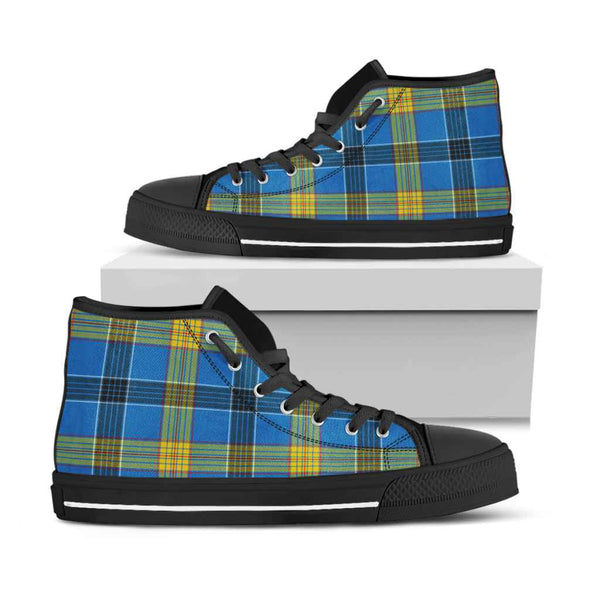Scottish Laing Clan Tartan High Top Shoes Black Sole Tartan Plaid
