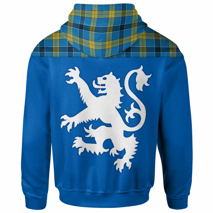 Scottish Laing Clan Tartan Hoodie - Lion Rampant of Scotland With Flag back Side Tartan Plaid